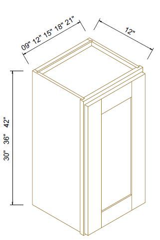 36" HIGH WALL CABINETS- SINGLE DOOR - Escada White