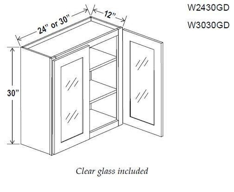 WALL CABINETS - DOUBLE GLASS DOORS - Retro Gray