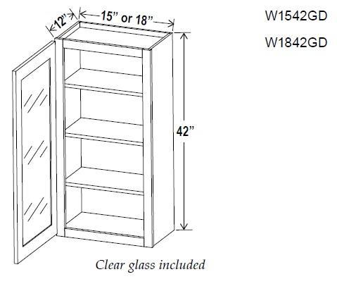WALL CABINETS - SINGLE GLASS DOOR - Charleston Saddle