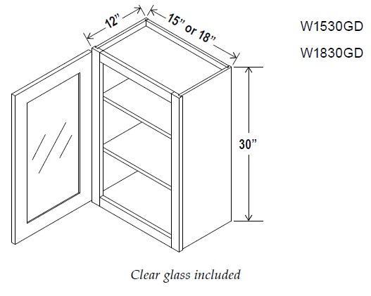 WALL CABINETS - SINGLE GLASS DOOR - Retro Gray